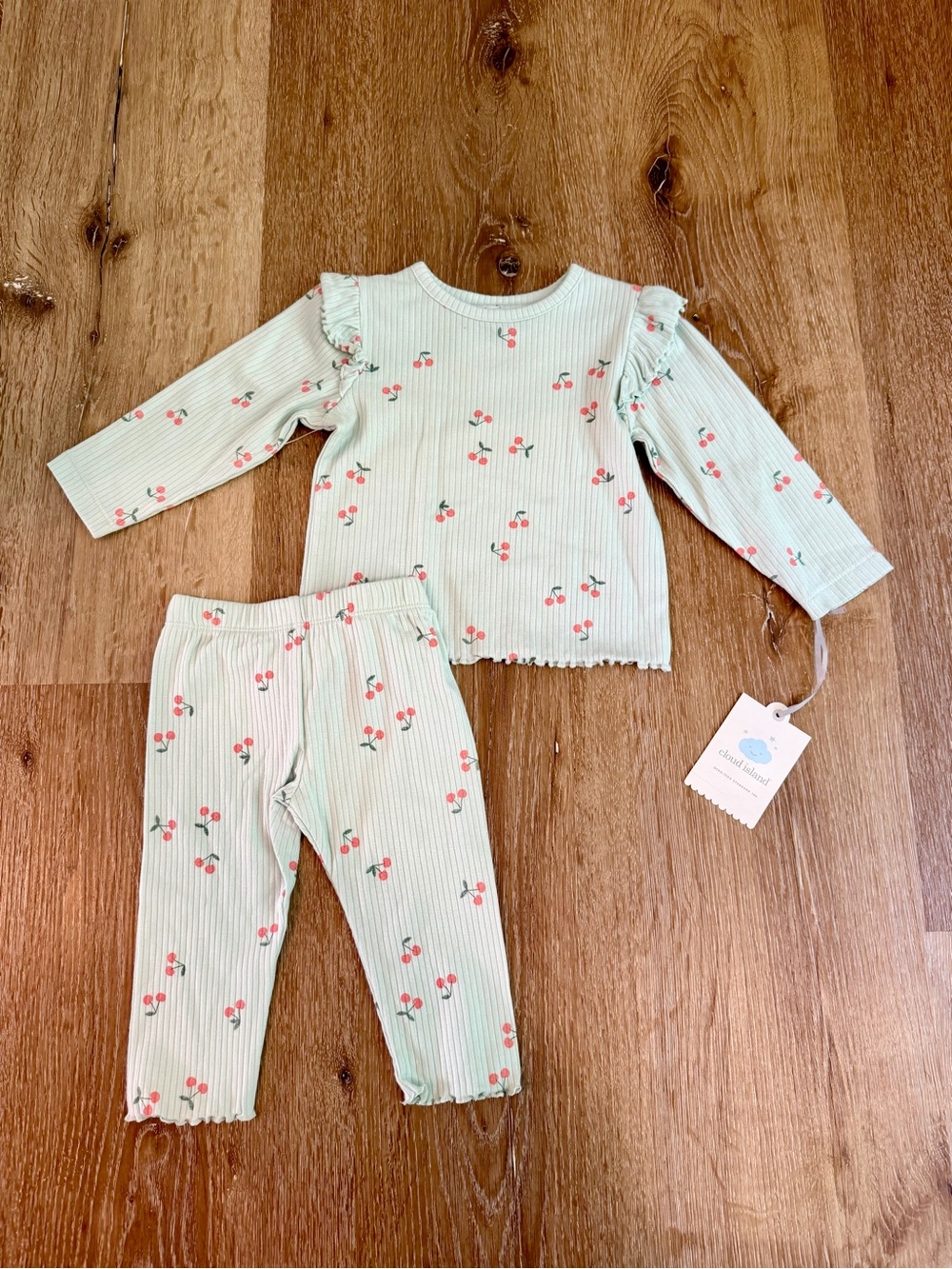 cloud island Mint Green Cherry Print Set